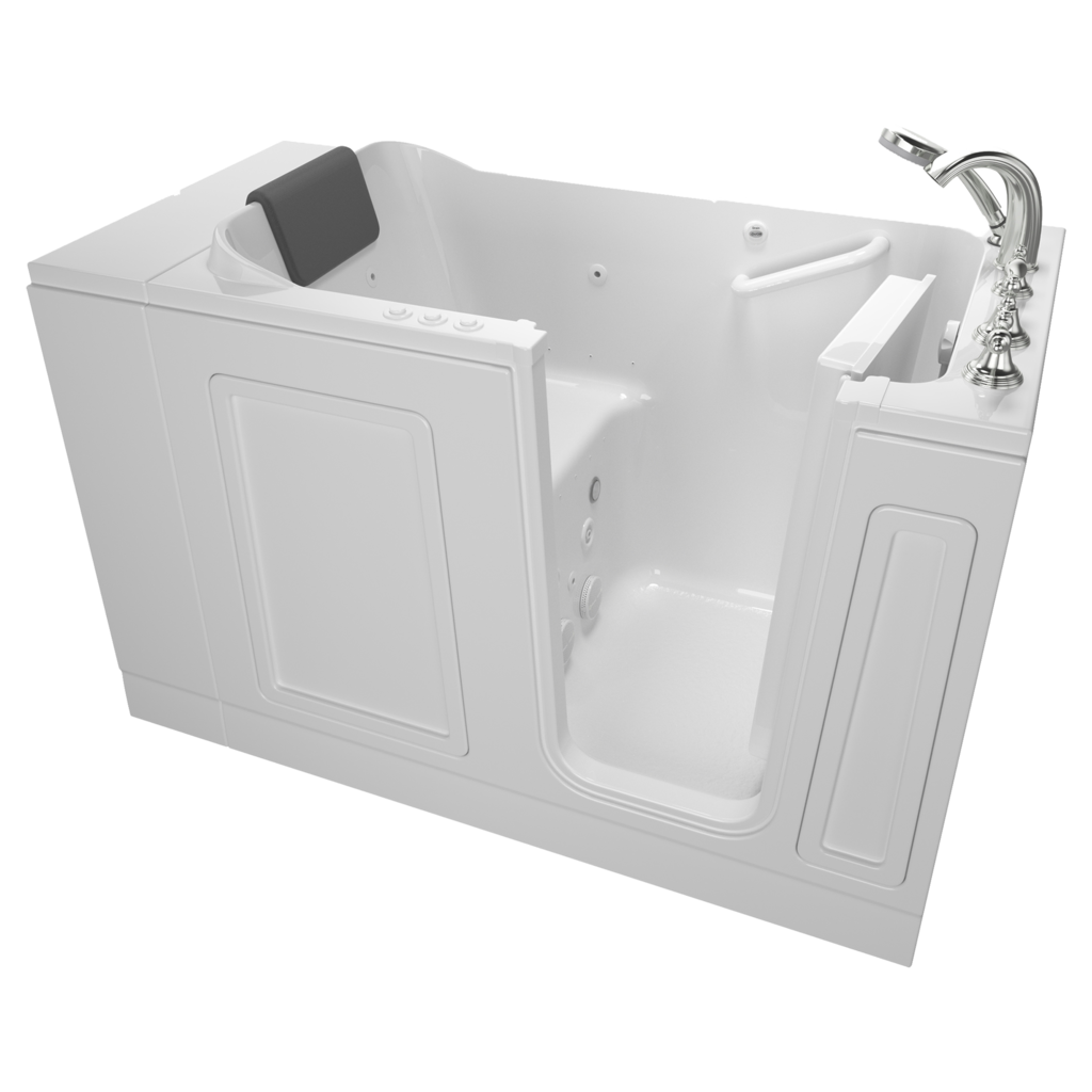 Baignoire à porte en acrylique de la série Luxury 30 x 51 pouces avec systèmes combinés de spa à air et de à remous - Vidange à droite avec robinet